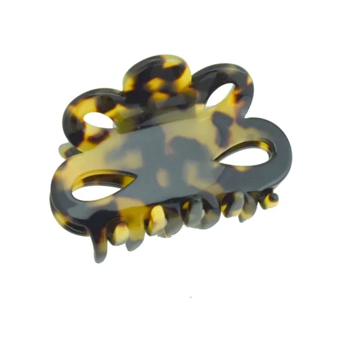 French Amie Flor pequeña 2 1/4 pulgadas hecha a mano acetato de celulosa cubierta de pinza de resorte antideslizante agarre pinzas para el cabello