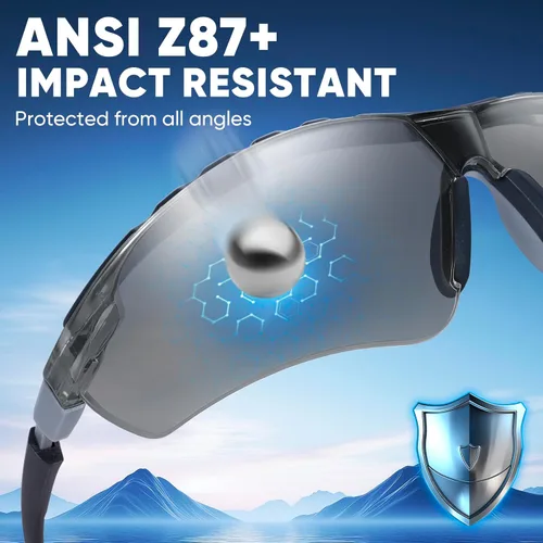 Miniatura 2 de TICONN Gafas de seguridad antivaho para hombres y mujeres, gafas protectoras ANSI Z87.1 a prueba de rayones con brazos ajustables y protección UV