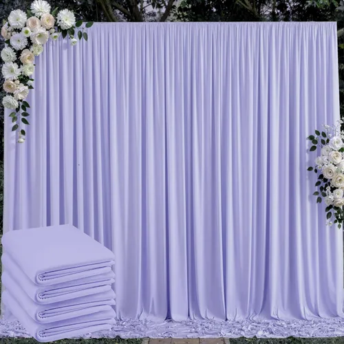 Miniatura 13 de Cortinas de telón de fondo blanco de 30 pies x 8 pies para fiestas de boda, 6 paneles de 5 pies x 8 pies, cortinas de fotografía de poliéster sin