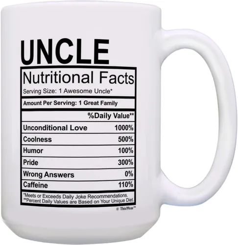 Miniatura 9 de ThisWear Nuevo tío regalo para tío etiqueta de datos nutricionales 11oz taza de café de cerámica con mango 11oz - Tío