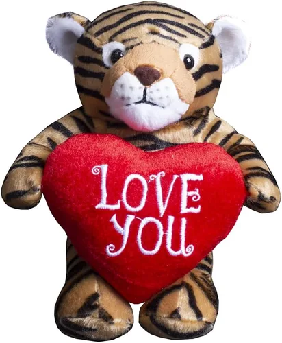 Miniatura 6 de Plushland Animal de peluche con corazón rojo – Love You– Juguete de animales de peluche para niños y adultos – Almohada de corazón bordada – 8