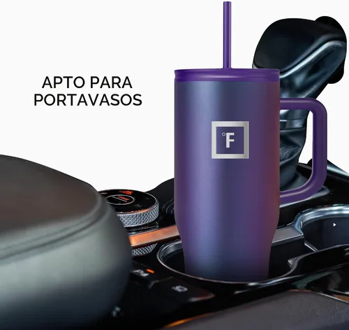 Miniatura 6 de IRON °FLASK Co-Pilot Taza térmica con popote y tapas abatibles, botella con asa para bebidas calientes o frías, a prueba de fugas, para agua o café