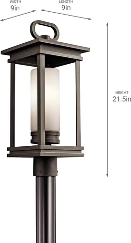 Miniatura 3 de Kichler 49478RZ South Hope - Soporte de poste para exteriores, 1 luz, bronce frotado