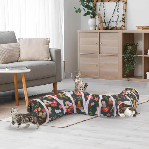 Miniatura 2 de Glittme Túnel para gatos, túneles para gatos de interior, cueva de gatos en forma de S con juguetes para gatos, tubos plegables para gatos y túneles