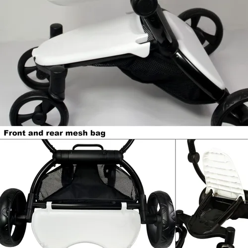 Miniatura 6 de Anivia Cochecito de muñeca de lujo para muñecas de 18 y 20 pulgadas – Cochecito de muñeca con toldo plegable, ruedas silenciosas y 2 cestas