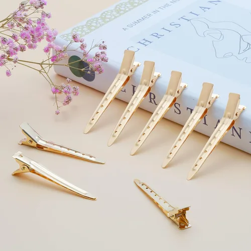 Miniatura 4 de 24 Paquetes de Pinzas Pico de Pato, Bantoye 2.75 Pulgadas Pinzas de Cocodrilo Rizadoras de Metal Antioxidante con Agujeros para Peinado del Cabello