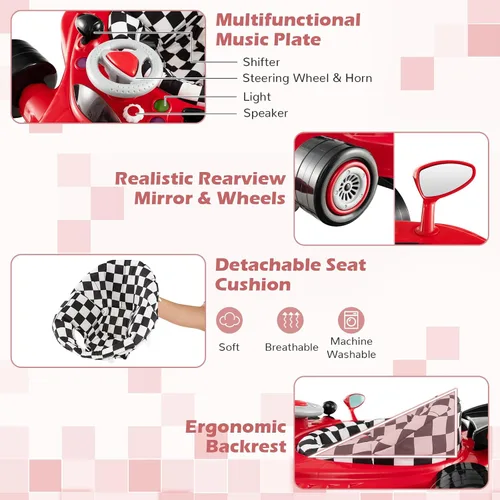 Miniatura 5 de BABY JOY Andador de bebé 4 en 1, caminador de actividad plegable con altura ajustable, música y luces, no se vuelca, andador de empuje para niños