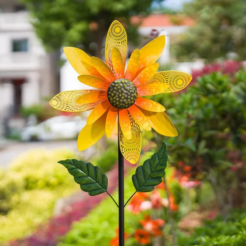 Miniatura 15 de Viveta Molinillo de viento para exteriores, escultura de viento decorativa con estaca resistente, molinetes rosas para patio y jardín