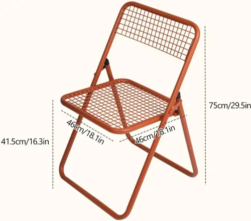 Miniatura 3 de Sillas plegables de metal, silla de comedor de malla de hierro forjado, sillas de césped plegables para bodas, fiestas, oficina, balcón, jardín