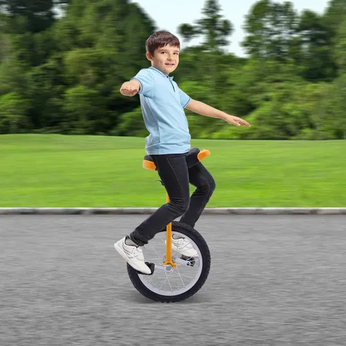 Miniatura 8 de Monociclo de rueda, bicicleta de una rueda con borde y pedales, monociclos de acero modernos para edades unisex de 10 a 60 años, entrenamiento