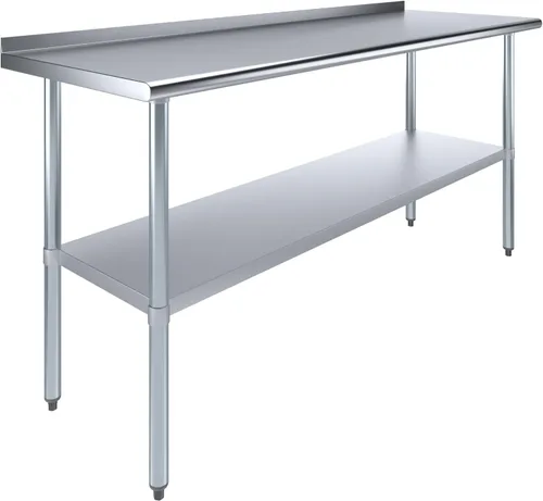 Miniatura 16 de AmGood Mesa de trabajo de acero inoxidable de 24 pulgadas x 12 pulgadas con protector contra salpicaduras de 1.5 pulgadas Mesa de preparación