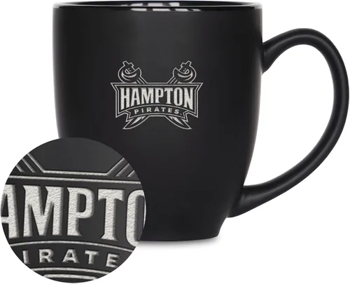 Miniatura 178 de Rico Industries - Taza de cerámica mate negra con grabado láser estándar de 15oz para NCAA (escuelas T & U) - Para bebidas calientes o frías