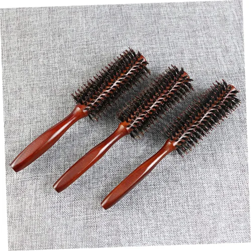 Miniatura 8 de FRCOLOR Cepillo de pelo redondo peine para las mujeres de sarga mango de madera de secado de pelo peinado herramienta de rizado color al azar