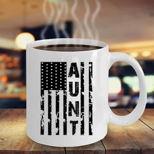 Miniatura 5 de Kropsis Taza de café de cerámica con diseño de bandera americana para familiares y amigos, color blanco