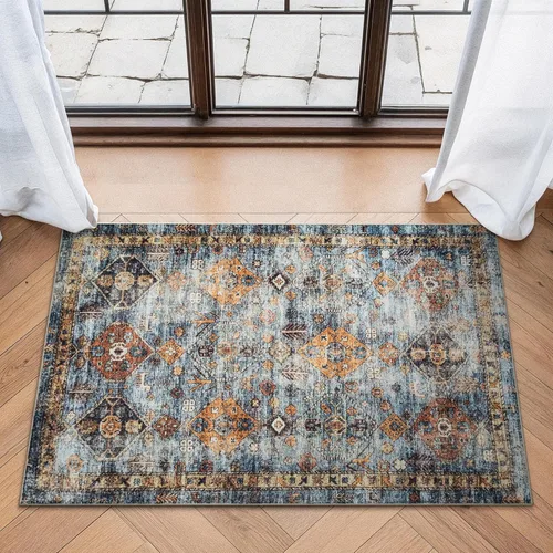 Miniatura 12 de Bloom Rugs - Alfombra lavable, antideslizante, de 1,83 x 2,74 m, color beige/blanco claro con borde tradicional, para sala de estar, dormitorio
