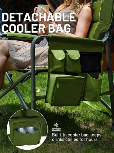 Miniatura 6 de Timber Ridge Sillas de director XXL mejoradas de gran tamaño con mesa auxiliar plegable, bolsillo lateral desmontable, silla de campamento plegable