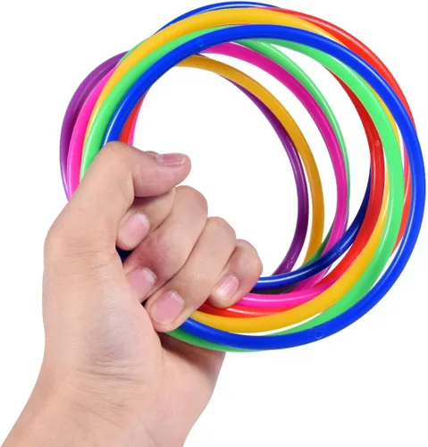 Miniatura 8 de OBTANIM Juego de lanzamiento de anillos de plástico de 12 piezas para niños y anillos de lanzamiento al aire libre para juego de práctica