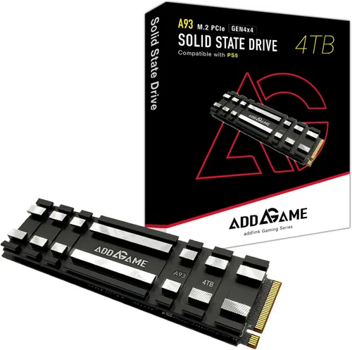 Addlink Expansión de almacenamiento A93 de 4 TB para consola PS5 con disipador de calor, hasta 7400 mb/s, Gen 4 PCIe NVMe m.2 2280, unidad interna