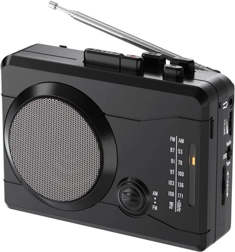 Convertidor de reproductor de cassette: convierte cinta a digital MP3 digital, reproductor de cinta portátil con inversión automática, conector para