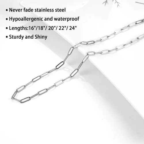 Miniatura 4 de Collar de cadena de eslabones de clip de acero inoxidable para mujer con extensión - color plata y oro