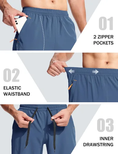 Miniatura 5 de MAGCOMSEN Pantalones cortos de senderismo para hombre de 9 pulgadas, de secado rápido, ligeros, con bolsillos con cremallera, para entrenamiento