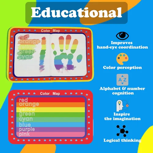 Miniatura 4 de Juguete de viaje con tapete para garabatos de agua, pintura mágica con acuarela, diseñada para niños pequeños, tablero de aprendizaje educativo STEM