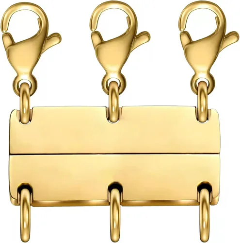 Miniatura 9 de Cierre de capas de collar con cierre magnético para joyas, separador de oro y plata para collares y cadenas apilables 4 piezas oro y plata