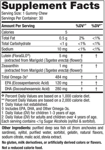 Miniatura 2 de Nordic Naturals Gomitas para la salud ocular infantil, sabor a fresa y limonada - 30 gomitas para niños - 484 mg Omega-3 totales DHA, luteína