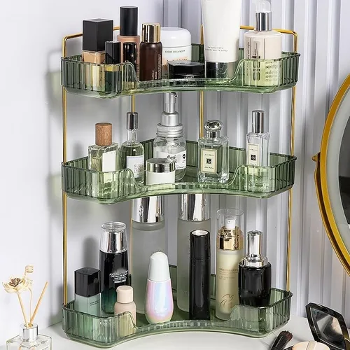 Miniatura 4 de CESTATIVO Organizador de esquina para mostrador de baño, bandejas de tocador, organizador de cosméticos y maquillaje, estante de baño