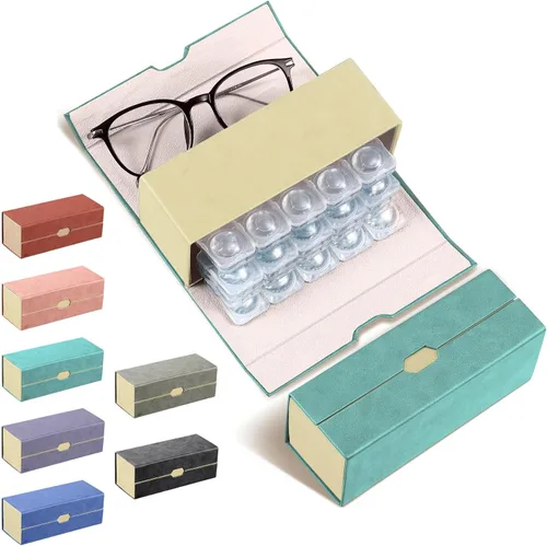 Miniatura 13 de Flutesan Estuche diario para lentes de contacto y organizador de anteojos, 2 en 1, de doble cara, portátil, para viajes, uso diario, almacenamiento