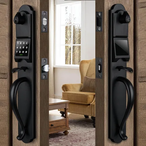 Cerradura de puerta de entrada sin llave con juego de manija, manija de puerta exterior inteligente electrónica con teclado, mano izquierda