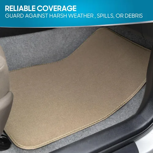 Miniatura 4 de Alfombrillas de piso de alfombra para trabajo pesado beige delanteras y traseras, forros universales para automóvil, SUV, camioneta y camión, 100 MB