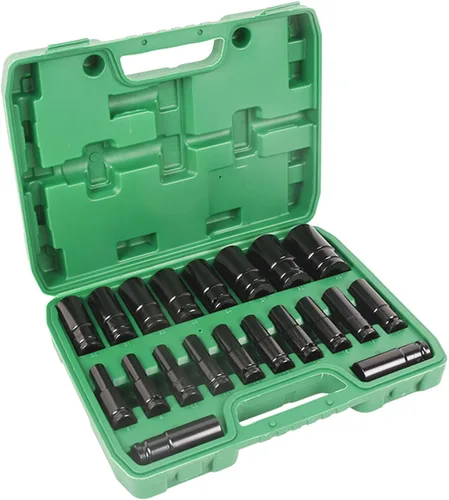 Juego de llaves de impacto de 1/2", kit de herramientas de 20 piezas de zócalo y de accionamiento, tamaños métricos estándar (0.315-1.260 in) Kit de