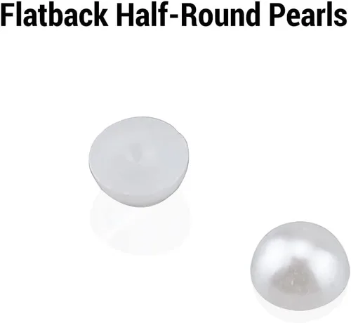Miniatura 5 de 2000 piezas de perlas de 0.315 pulgadas para manualidades, perlas blancas de espalda plana, cabujón medio redondo, perlas de imitación de perlas