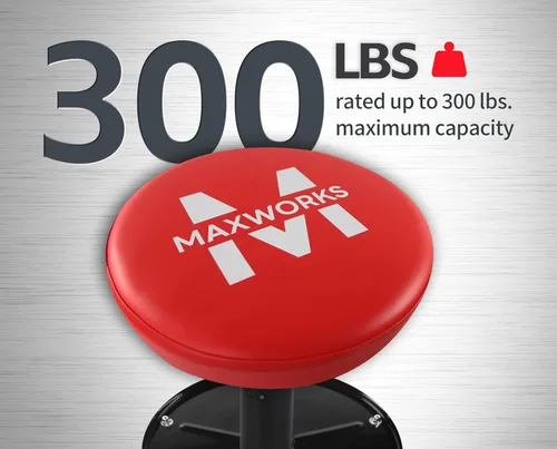 Miniatura 4 de MaxWorks 80771 Asiento neumático de rodillo/rastrillo con altura ajustable - Capacidad de 300 libras