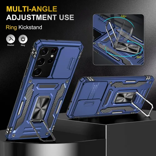 Miniatura 4 de Asuwish Funda de teléfono para Samsung Galaxy S21 Ultra Glaxay S21ultra 5G con protector de pantalla y cubierta deslizante para cámara deslizante