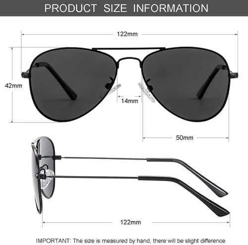 Miniatura 6 de Gleyemor Lentes de sol polarizados estilo aviador para niños y niñas, jóvenes, adolescentes, dos tamaños de 1.969 in y 2.047 in