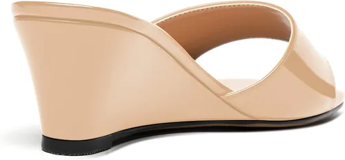 Miniatura 5 de WAYDERNS Sandalias de tacón bajo con cuña y puntera abierta para mujer, con puntera cuadrada, 2 pulgadas