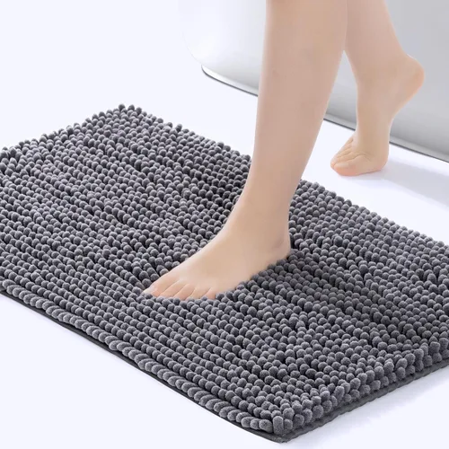 Miniatura 11 de FRESHMINT - Alfombras de baño de chenilla, 32"x20", alfombra antideslizante para el piso del baño y la bañera, alfombra de ducha suave y lavable