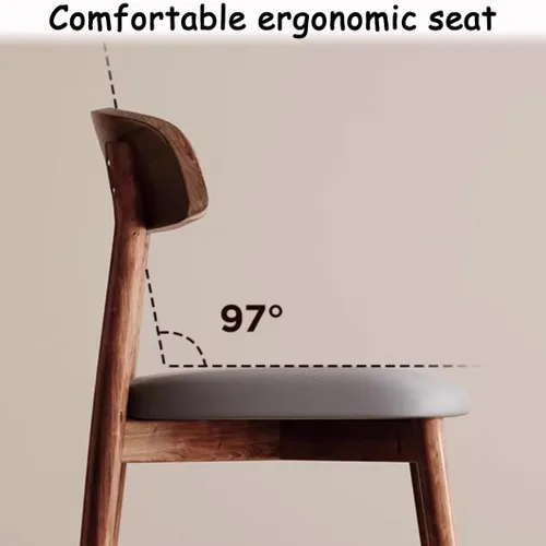Miniatura 4 de YVYKFZD Solid Wood Dining Chairs, Armless Dining Room Chair Set, Leather Upholstered Kitchen Chairs, Comfy Side Chair with Curved Back, for