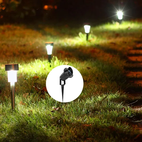 Miniatura 5 de MECCANIXITY Estacas de luz solar, 1.378 x 6.299 in roscadas M5 para lámparas de jardín, camino de paisaje, aluminio negro, paquete de 4