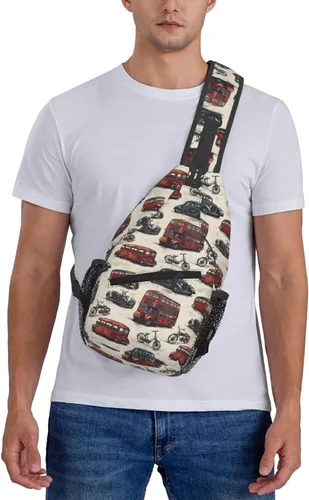 Miniatura 7 de Small Crossbody Bags for Women Men - Vintage Car Print Adjustable Shoulder Bag Fanny Packs Belt Sling Bag Crossbody Purses Backpack for Travel