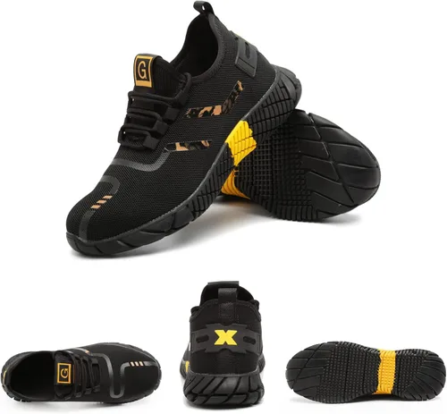 Miniatura 6 de GODUNSHER Steeel Toe Zapatos de trabajo para hombres y mujeres, ligeros, cómodos, zapatos de seguridad