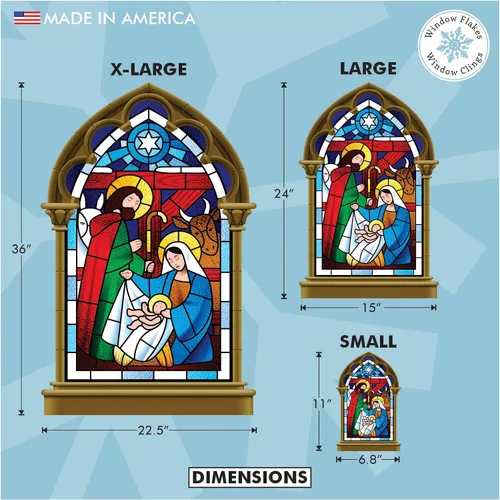 Miniatura 2 de Adhesivo para ventana de Belén pequeño de 11 pulgadas, calcomanía de Navidad para vidrio, decoración de ventanas y puertas, calcomanías