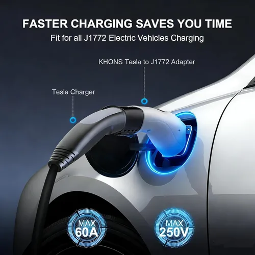 Miniatura 4 de KHONS Adaptador para Tesla a J1772 Adaptador Max 60A 250V Compatible con Tesla Móvil/Conectores de Pared, Cargadores de Destino Adaptador
