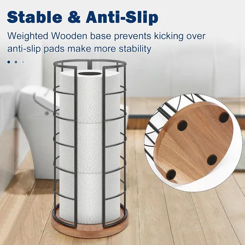 Miniatura 4 de NearMoon Soporte organizador de papel higiénico, almacenamiento independiente de 3 rollos de pañuelos, accesorio de baño de metal, soporte de rollo