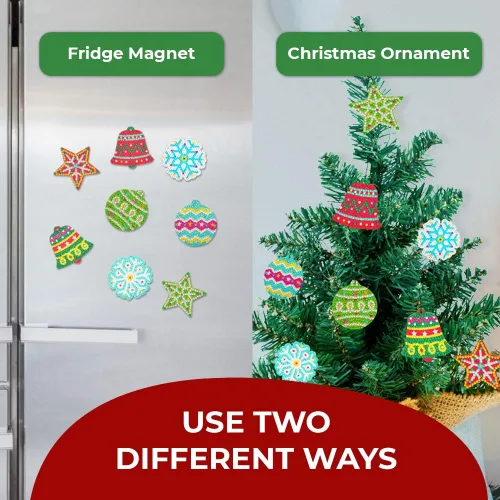 Miniatura 2 de Little Jupiter Adornos de Navidad DIY de Imán y Arte de Diamantes para Niños - Hace 8 piezas - Manualidades para Niños - Kits de Arte de Diamantes