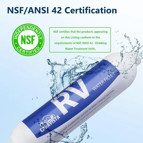 Miniatura 3 de Filtro de agua para RV - Filtro de agua en línea con protector de manguera flexible - Certificado NSF y ANSI 42 - Esenciales de camping para reducir