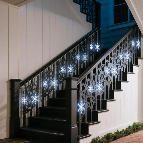 Miniatura 8 de Luces de carámbano de nieve de Navidad, 9 pies, 150 luces LED para cortinas con 10 gotas, 3 hebras conectables, luz de hada de carámbano con efecto
