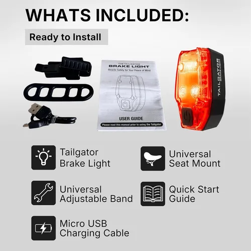 Miniatura 7 de Protect Your Tail — TAILGATOR Bike Brake Light, Auto Brake Signal, 300 Lumen Rear Light, Day/Night Sensing, USB Rechargeable